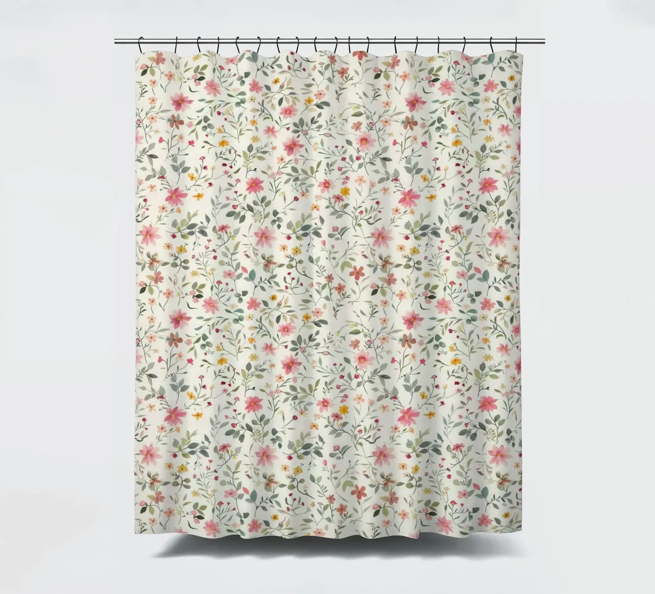 Boho Meadow – Floral Pattern in Blush, Sage & Honey shower curtain by Moodwall