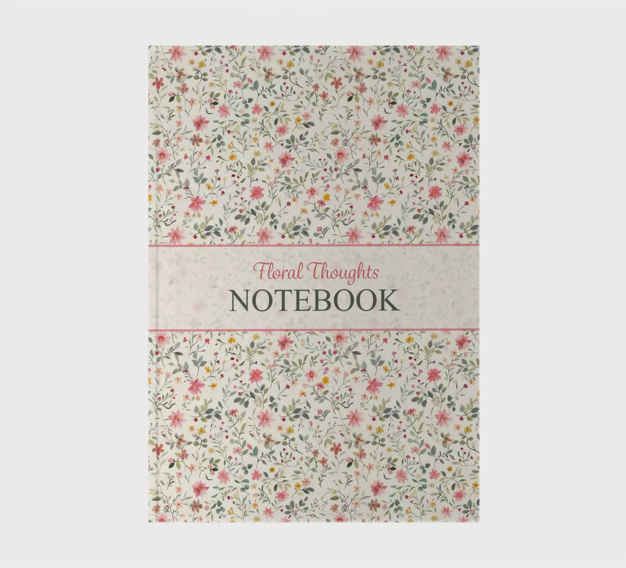 Boho Meadow – Floral Pattern in Blush, Sage & Honey notebook by Moodwall