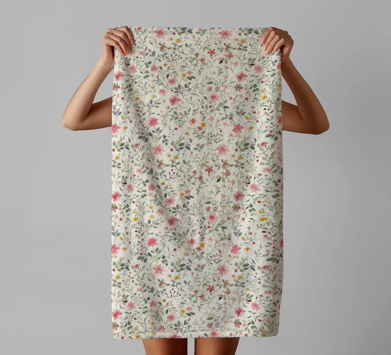 Boho Meadow – Floral Pattern in Blush, Sage & Honey towel by Moodwall