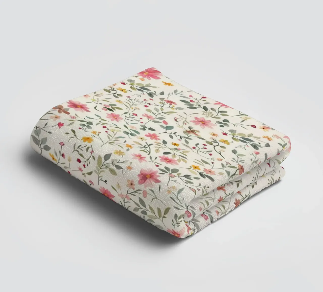 Boho Meadow – Floral Pattern in Blush, Sage & Honey towel by Moodwall