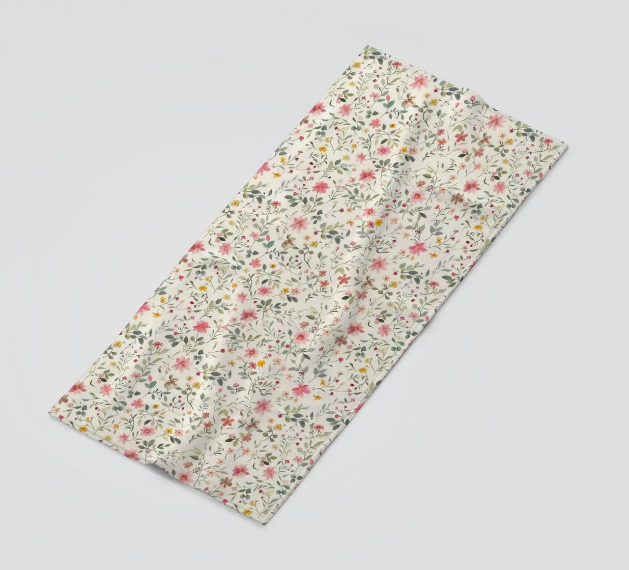 Boho Meadow – Floral Pattern in Blush, Sage & Honey beach towel by Moodwall