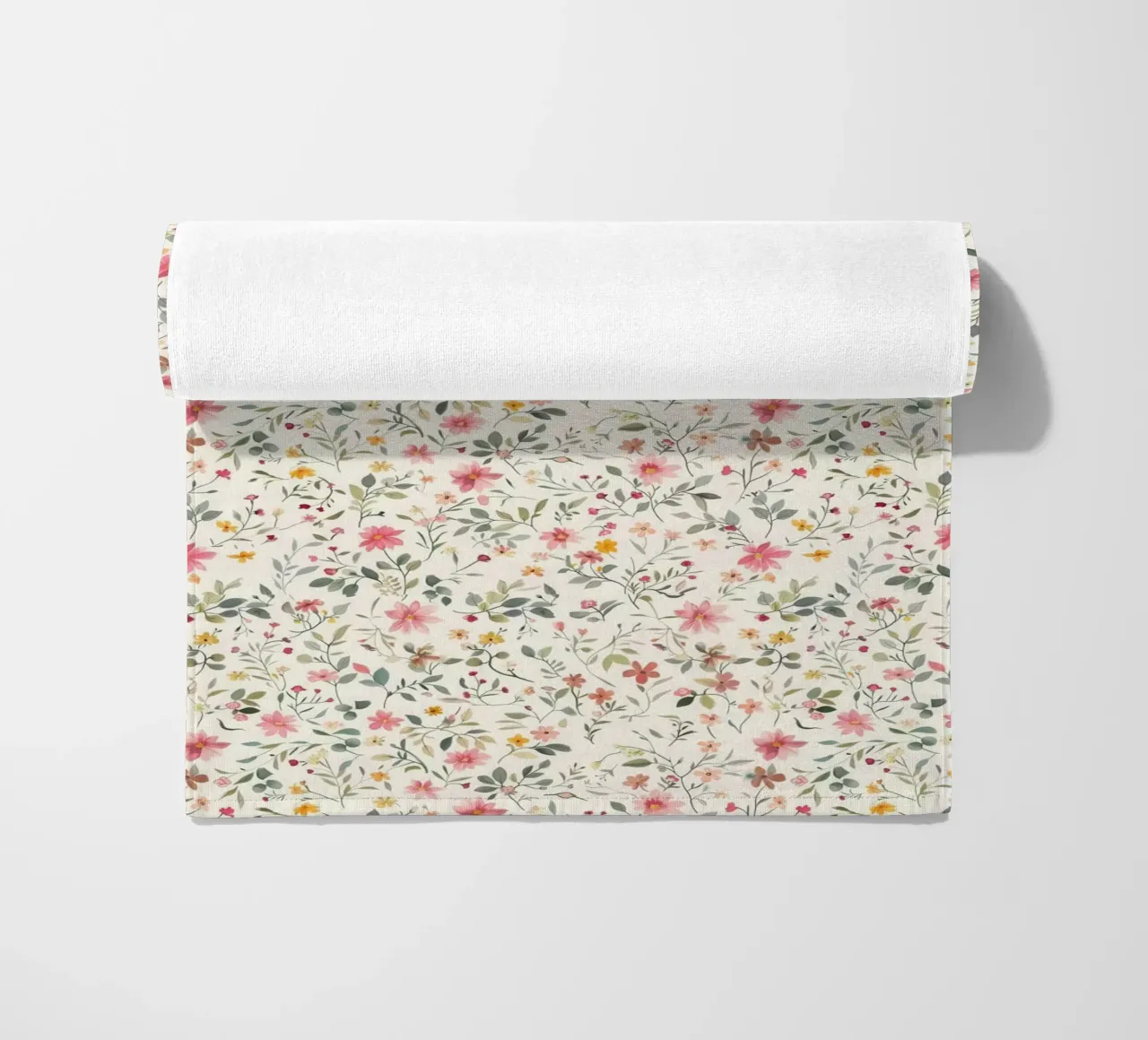 Boho Meadow – Floral Pattern in Blush, Sage & Honey beach towel by Moodwall