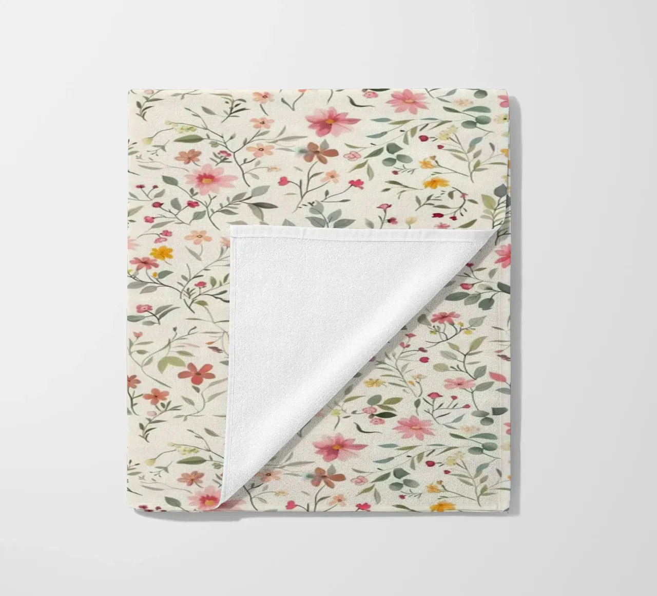 Boho Meadow – Floral Pattern in Blush, Sage & Honey beach towel by Moodwall