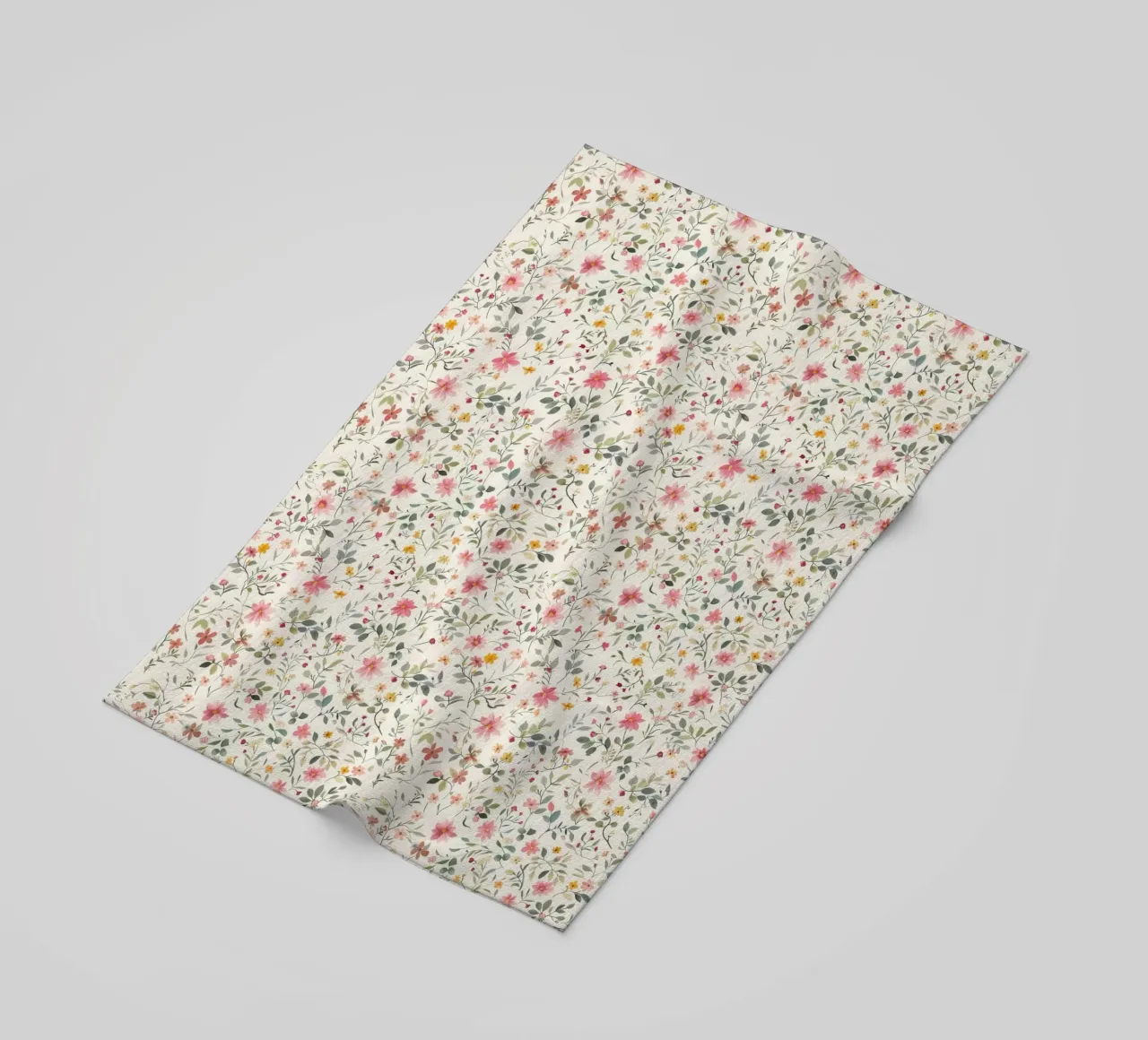 Boho Meadow – Floral Pattern in Blush, Sage & Honey beach towel by Moodwall