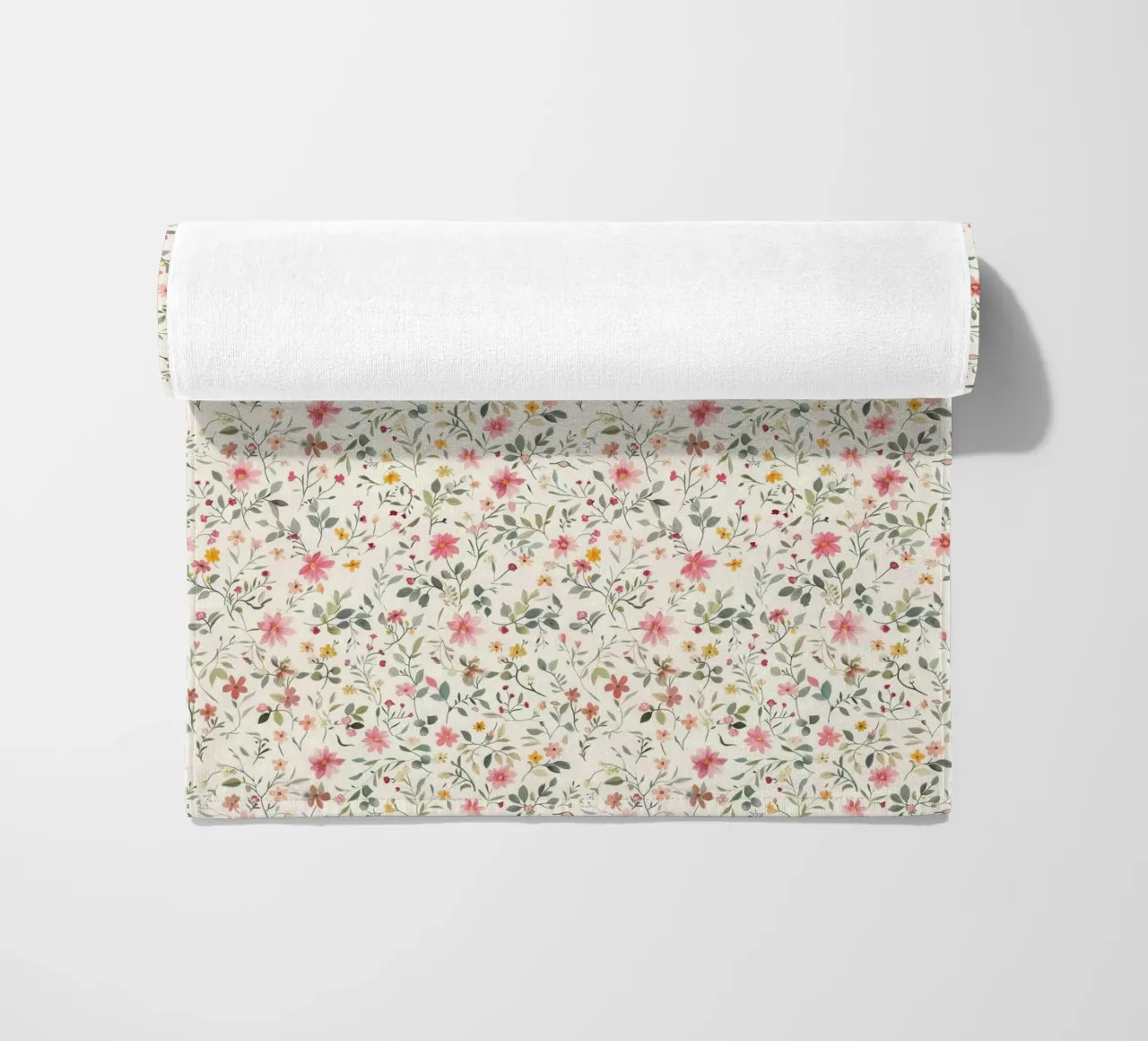 Boho Meadow – Floral Pattern in Blush, Sage & Honey beach towel by Moodwall