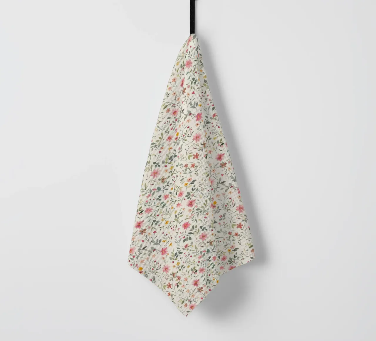 Boho Meadow – Floral Pattern in Blush, Sage & Honey tea towel by Moodwall