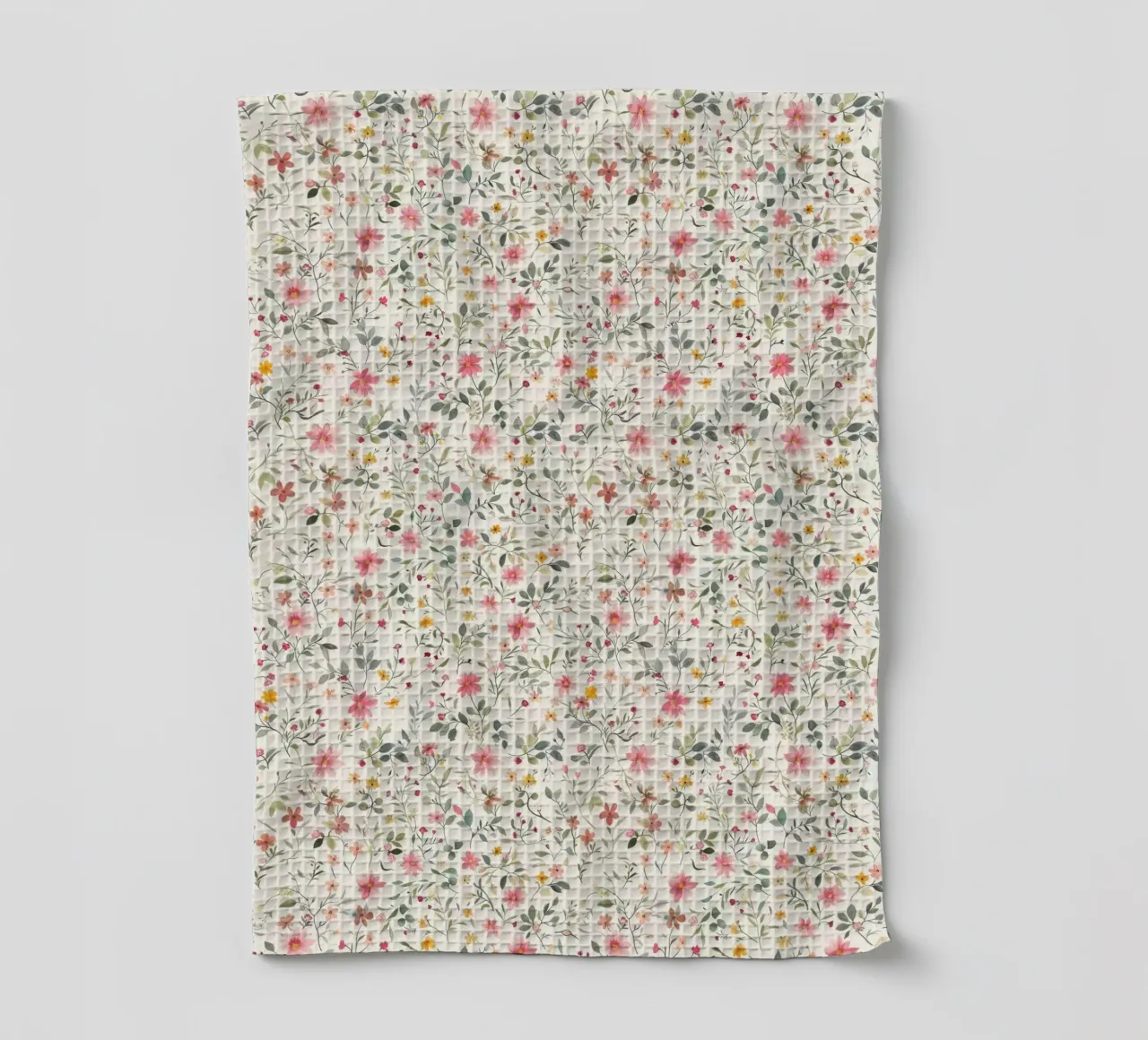Boho Meadow – Floral Pattern in Blush, Sage & Honey tea towel by Moodwall