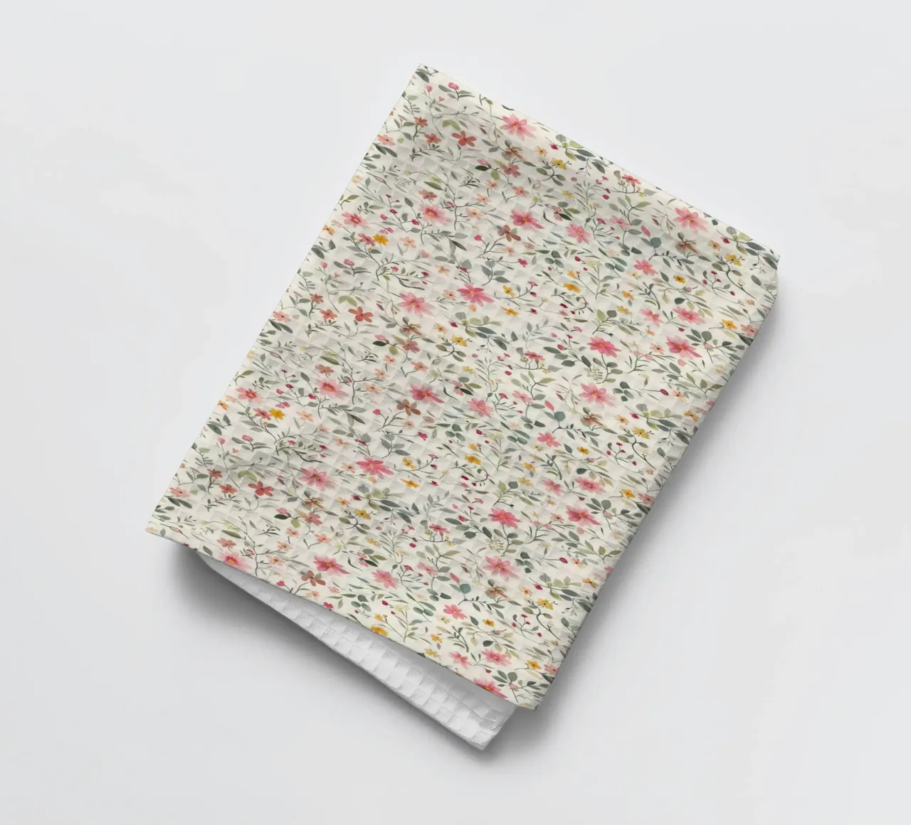 Boho Meadow – Floral Pattern in Blush, Sage & Honey tea towel by Moodwall