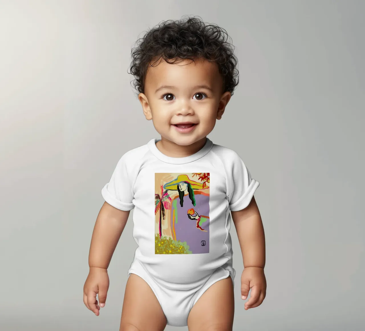 Harvest short-sleeve baby romper by Sandra Poliakov