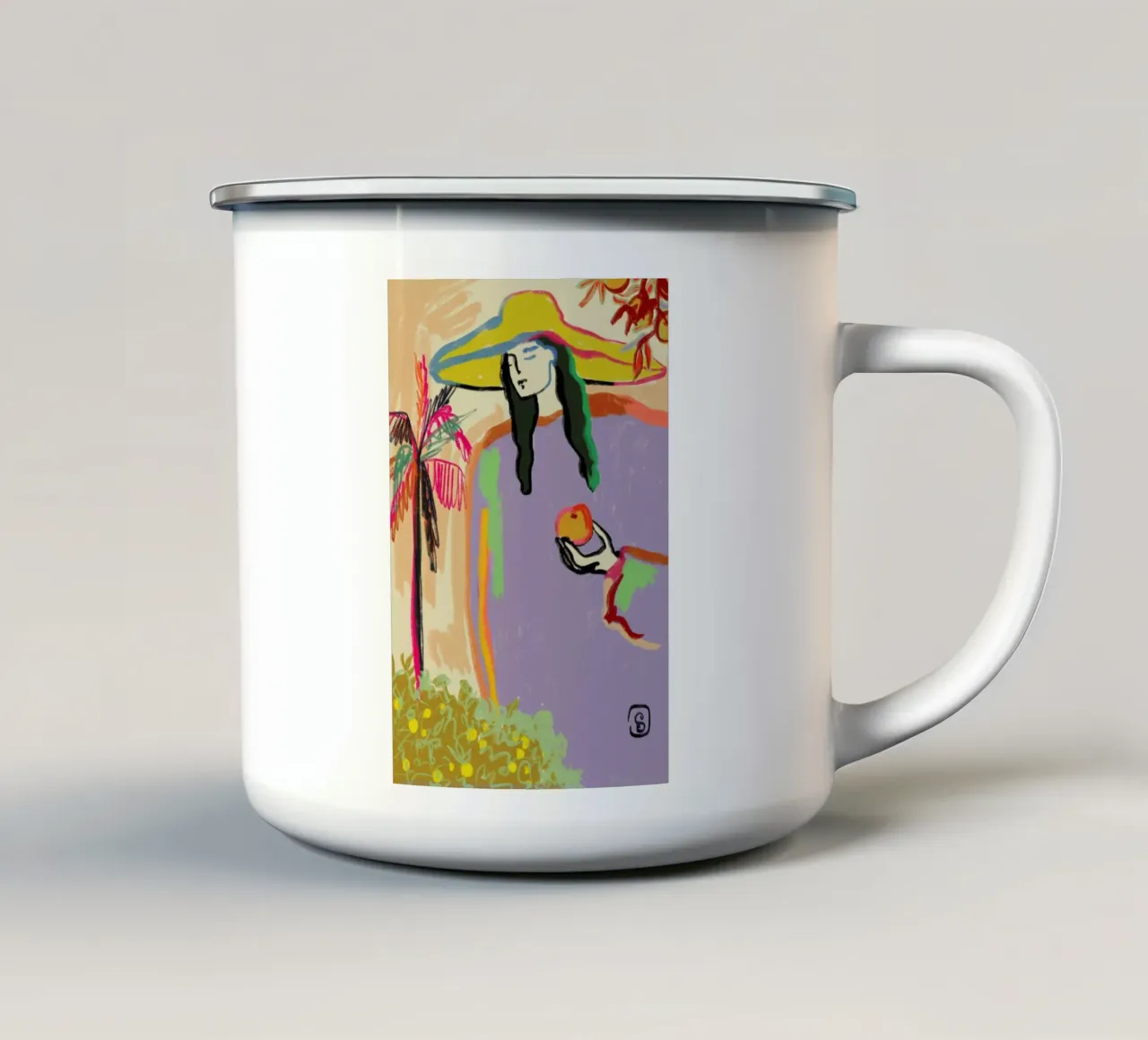 Harvest tazza in smalto da Sandra Poliakov