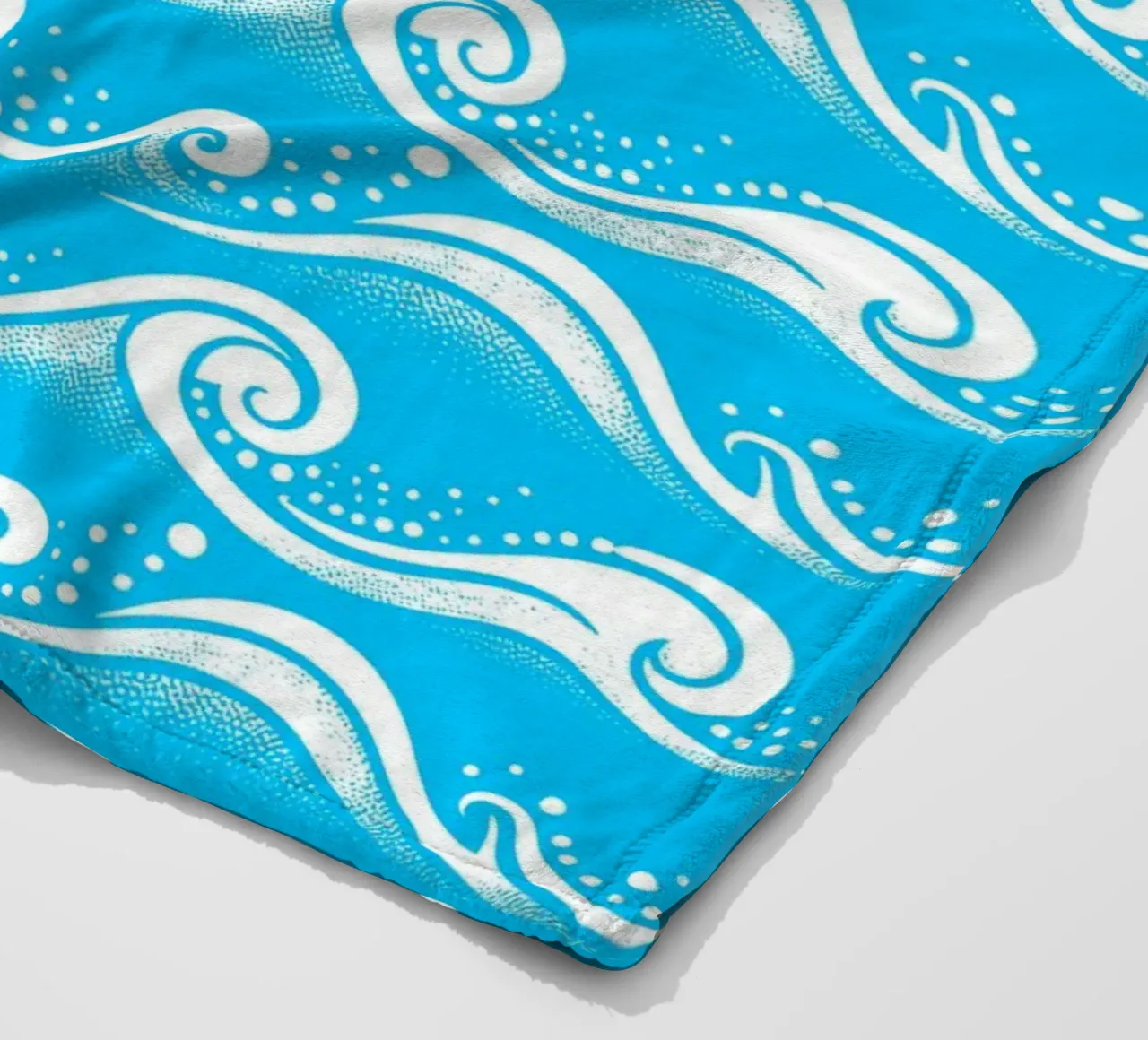 Waves Aqua Blue White fleece blanket by SilverPegasus