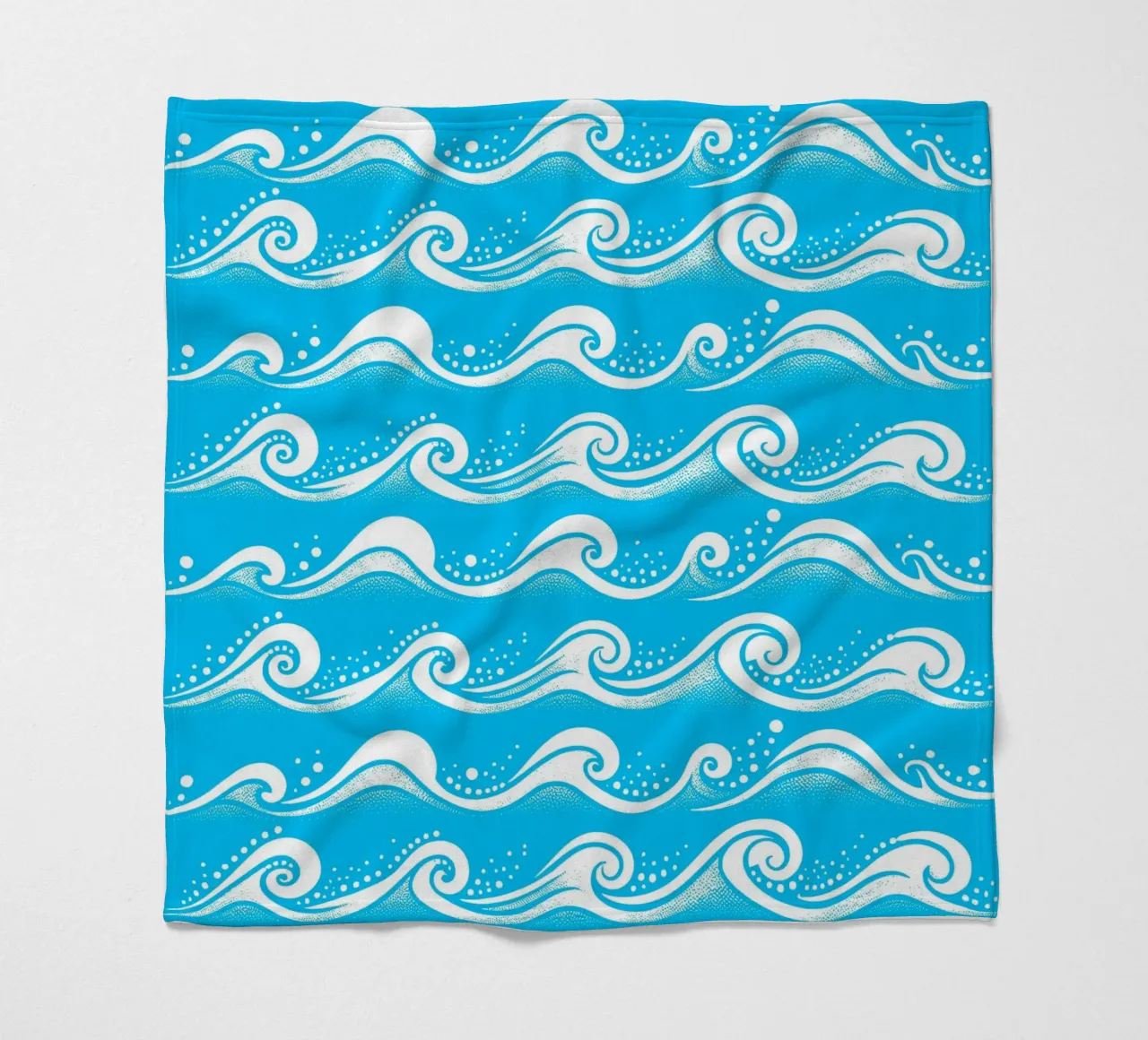 Waves Aqua Blue White fleece blanket by SilverPegasus