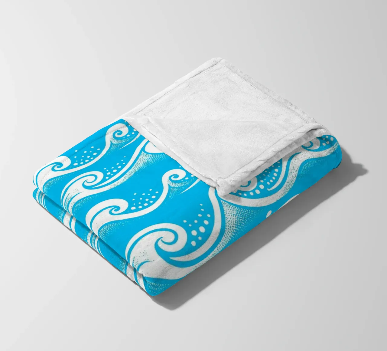 Waves Aqua Blue White fleece blanket by SilverPegasus