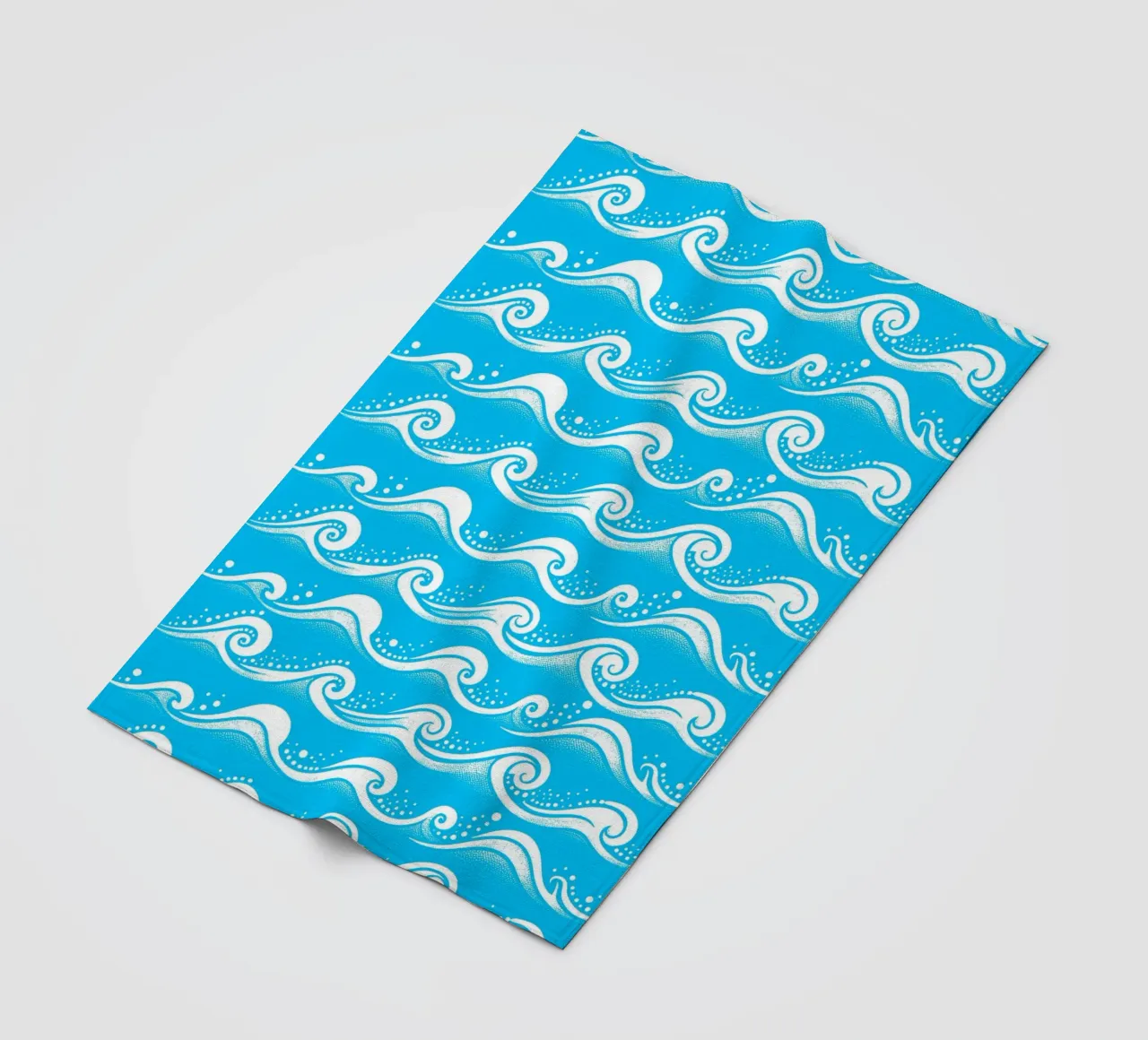 Waves Aqua Blue White fleece blanket by SilverPegasus