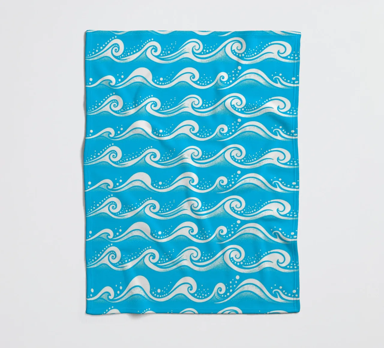 Waves Aqua Blue White fleece blanket by SilverPegasus