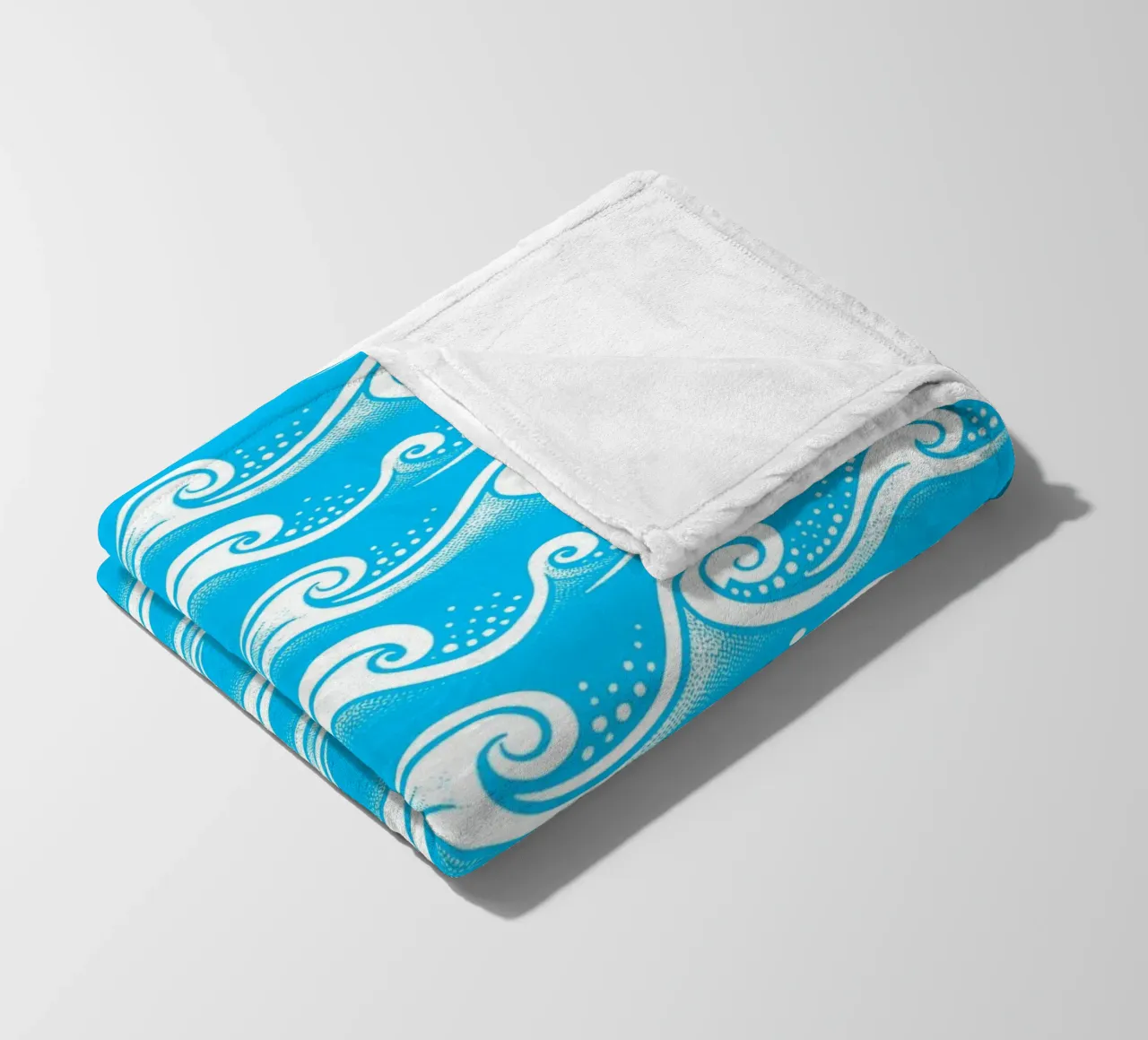 Waves Aqua Blue White fleece blanket by SilverPegasus