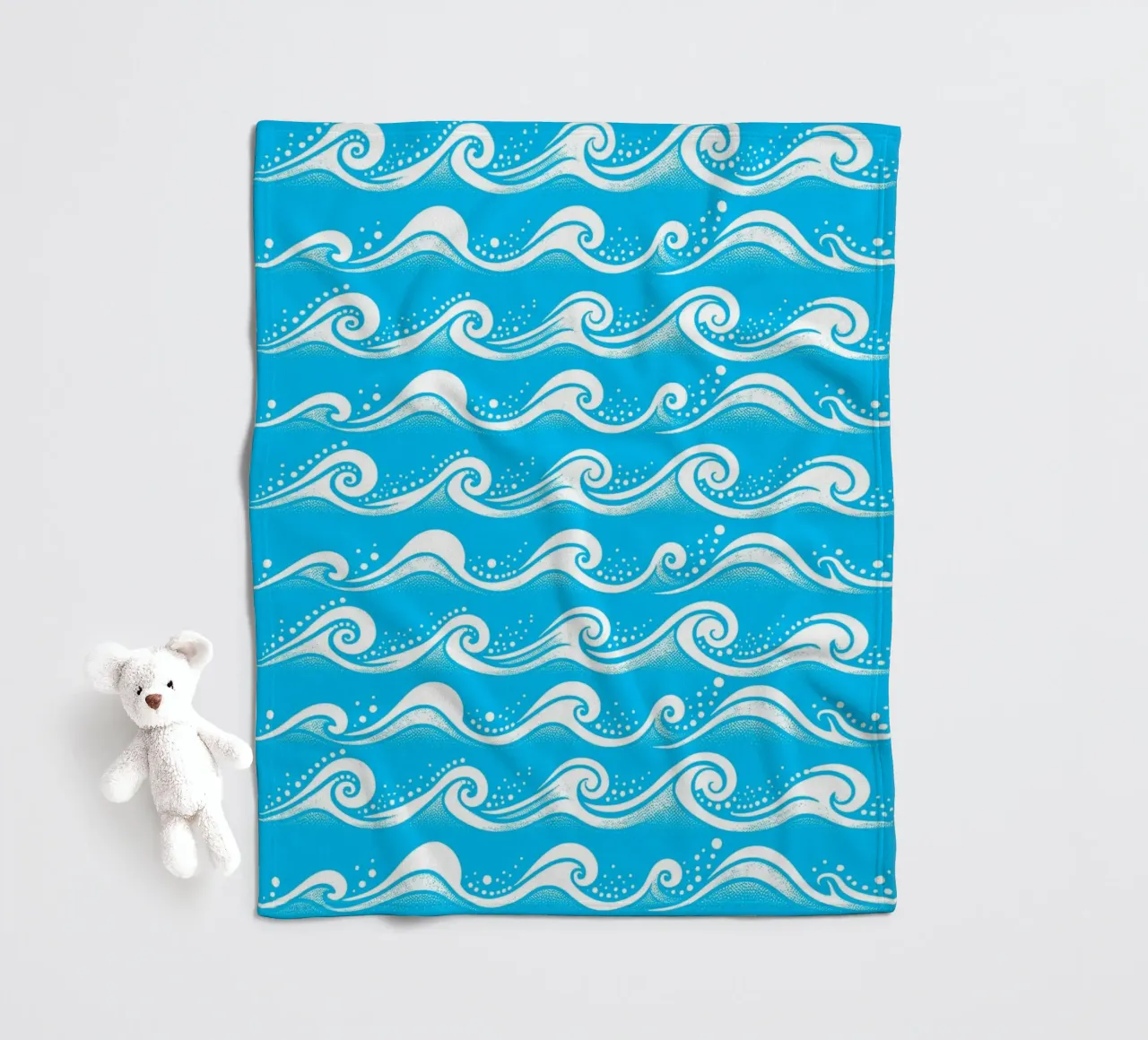 Waves Aqua Blue White fleece blanket by SilverPegasus