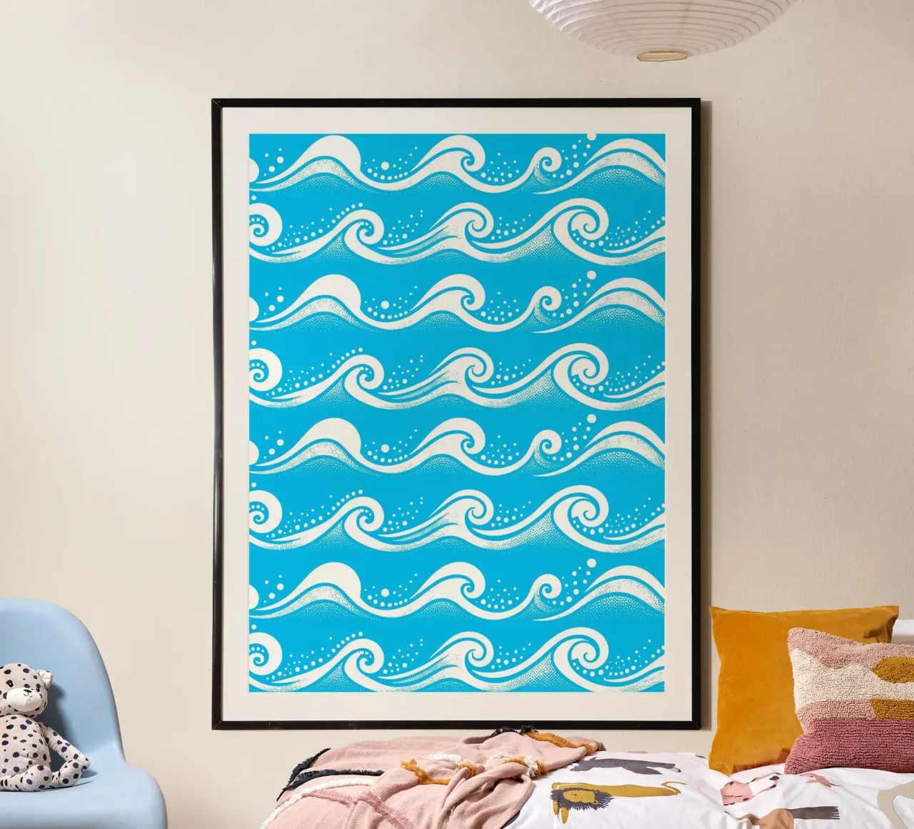 Waves Aqua Blue White hahnemühle by SilverPegasus
