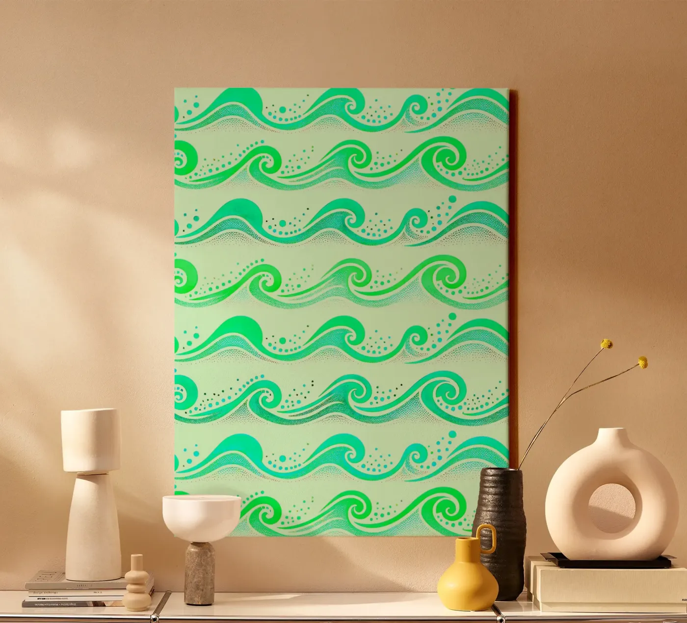 Waves Green canvas by SilverPegasus