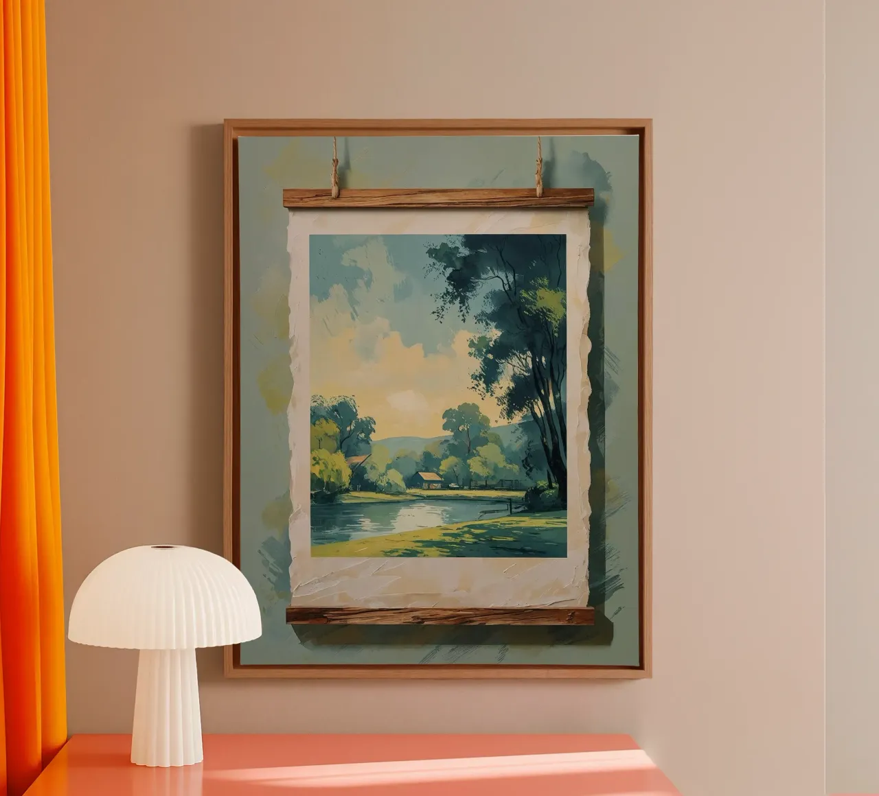 alberi stagno tela con Cornice a cassetta da cofa home