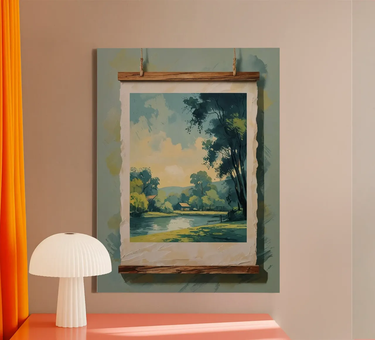 alberi stagno tela con Cornice a cassetta da cofa home