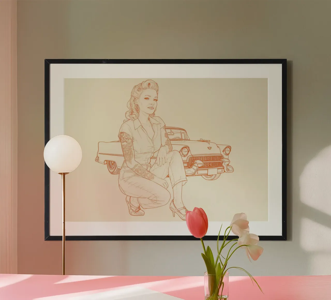 Rebel Queen - Rockabilly spirit of the 50s poster with aluminum frame by Headless Monkeys