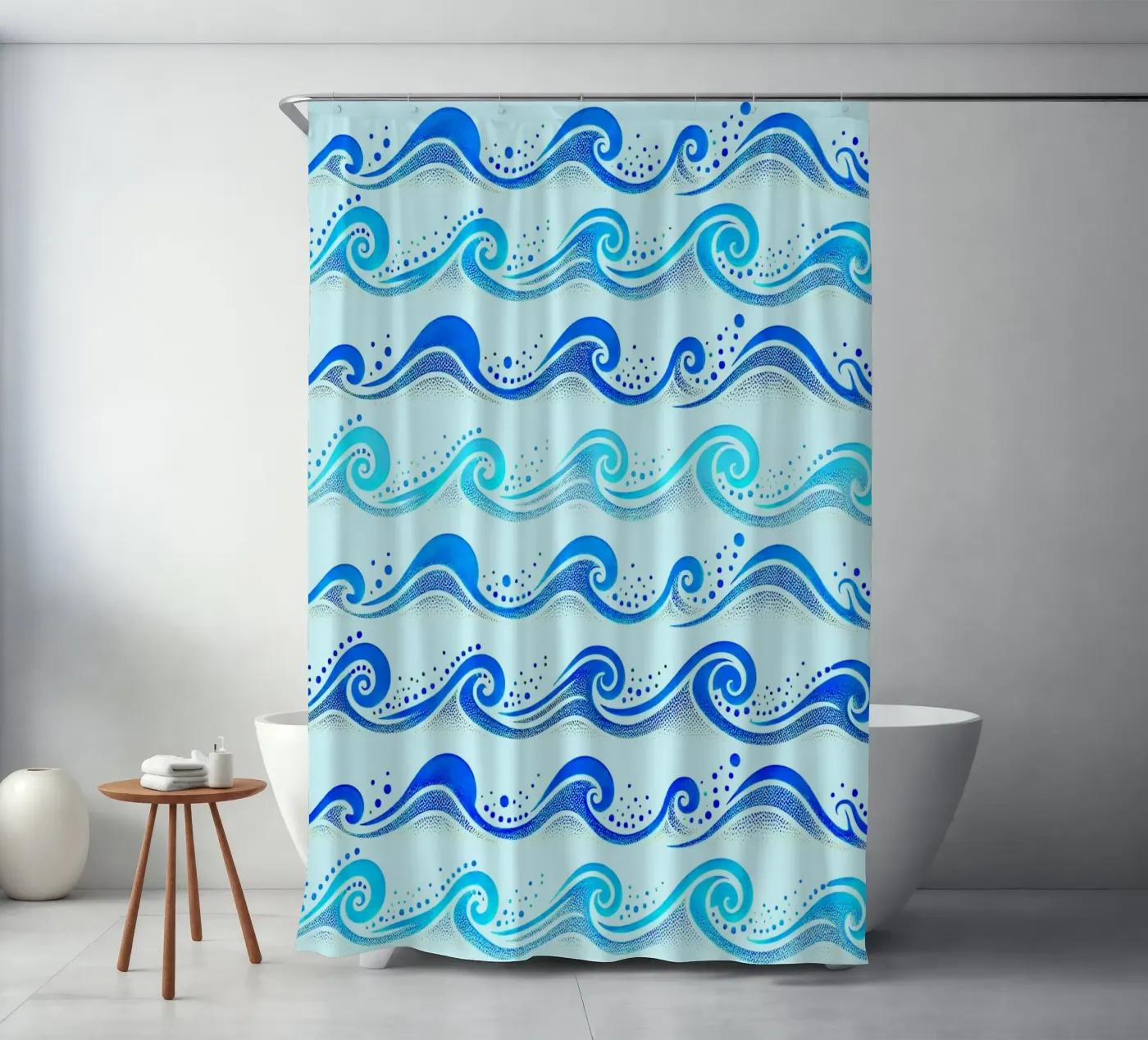 Waves Light Blue Duschvorhang von SilverPegasus