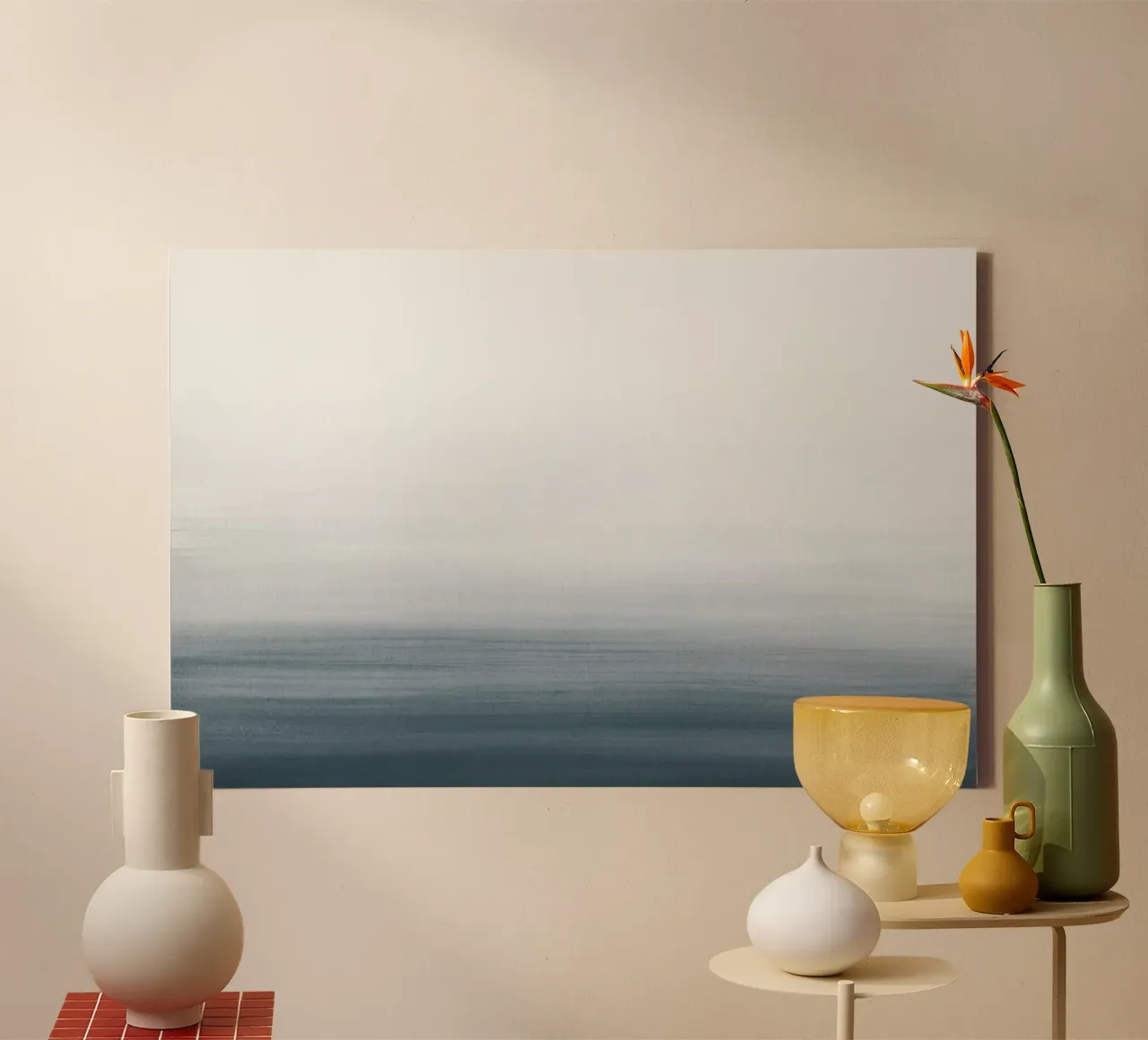 Gradiente acquerello blu scuro tela con Cornice a cassetta da NouveauPrints