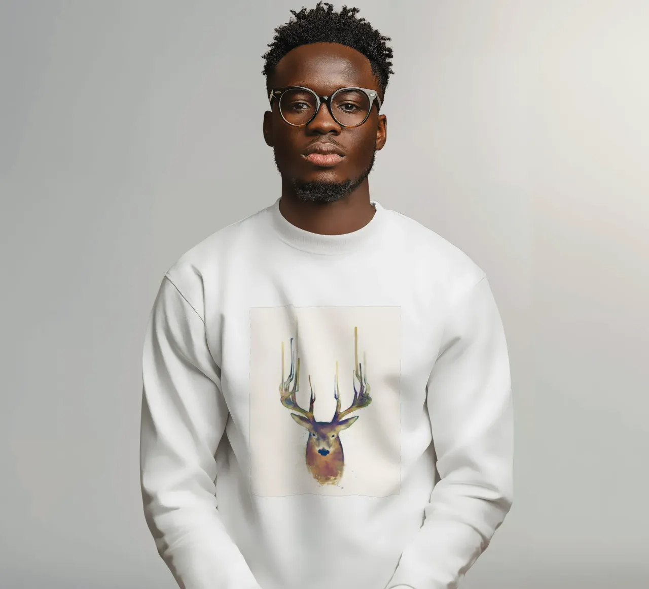 cerf aux bois pointus sweat de amnda shope