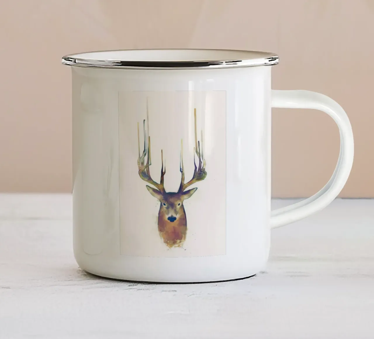 ciervo con cornamenta puntiaguda taza de esmalte de amnda shope