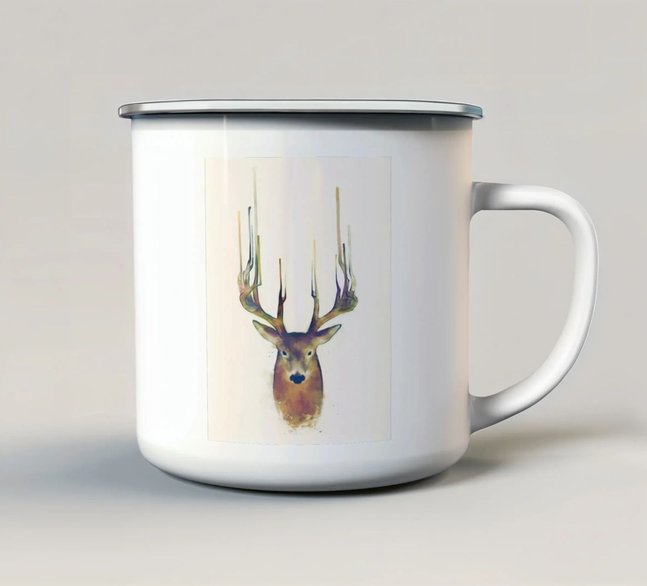 cervo con corna appuntite tazza in smalto da amnda shope