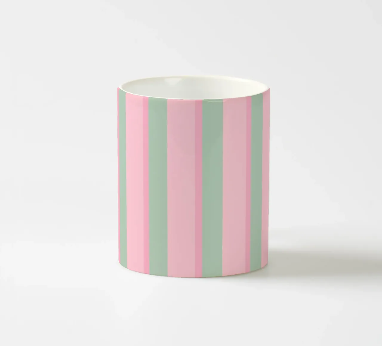 Vertical Stripes Green and Pink ceramic mug by SilverPegasus