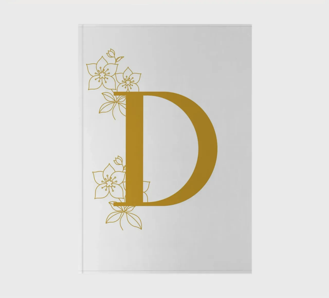 Golden yellow letter D poster - Minimalist design with notebook by StrindesignStudio