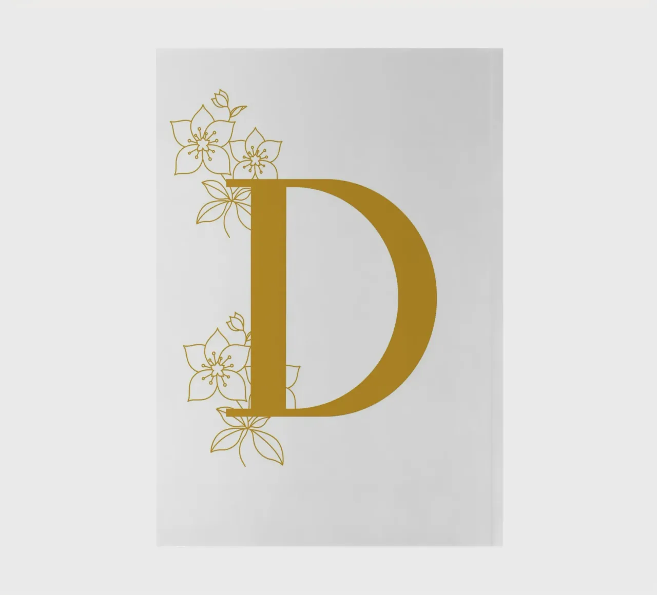 Golden yellow letter D poster - Minimalist design with notebook by StrindesignStudio