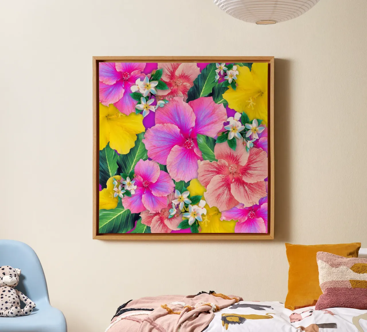 Sorbetto all'ibisco Aloha tela con Cornice a cassetta da Nina May Design Studio