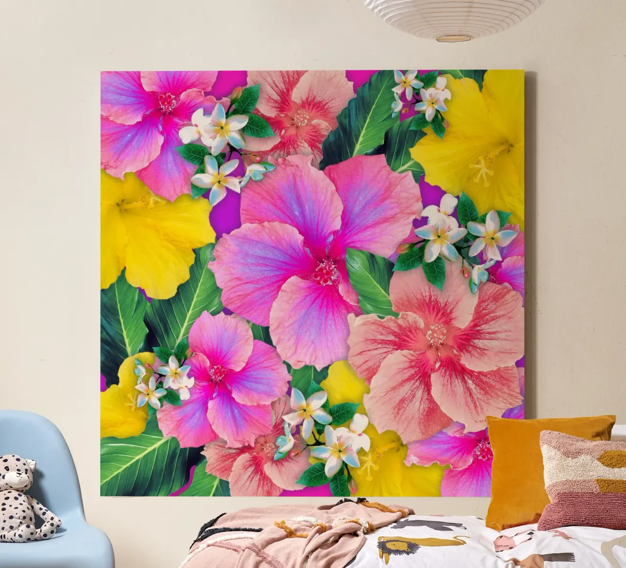 Sorbetto all'ibisco Aloha tela con Cornice a cassetta da Nina May Design Studio