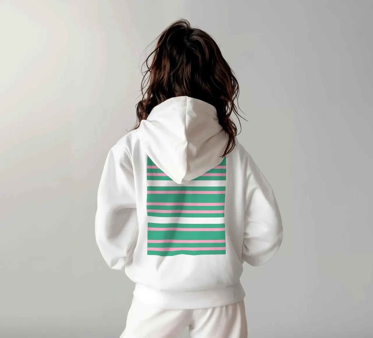 Divertente codice a barre a strisce verde e rosa felpa con cappuccio da SilverPegasus