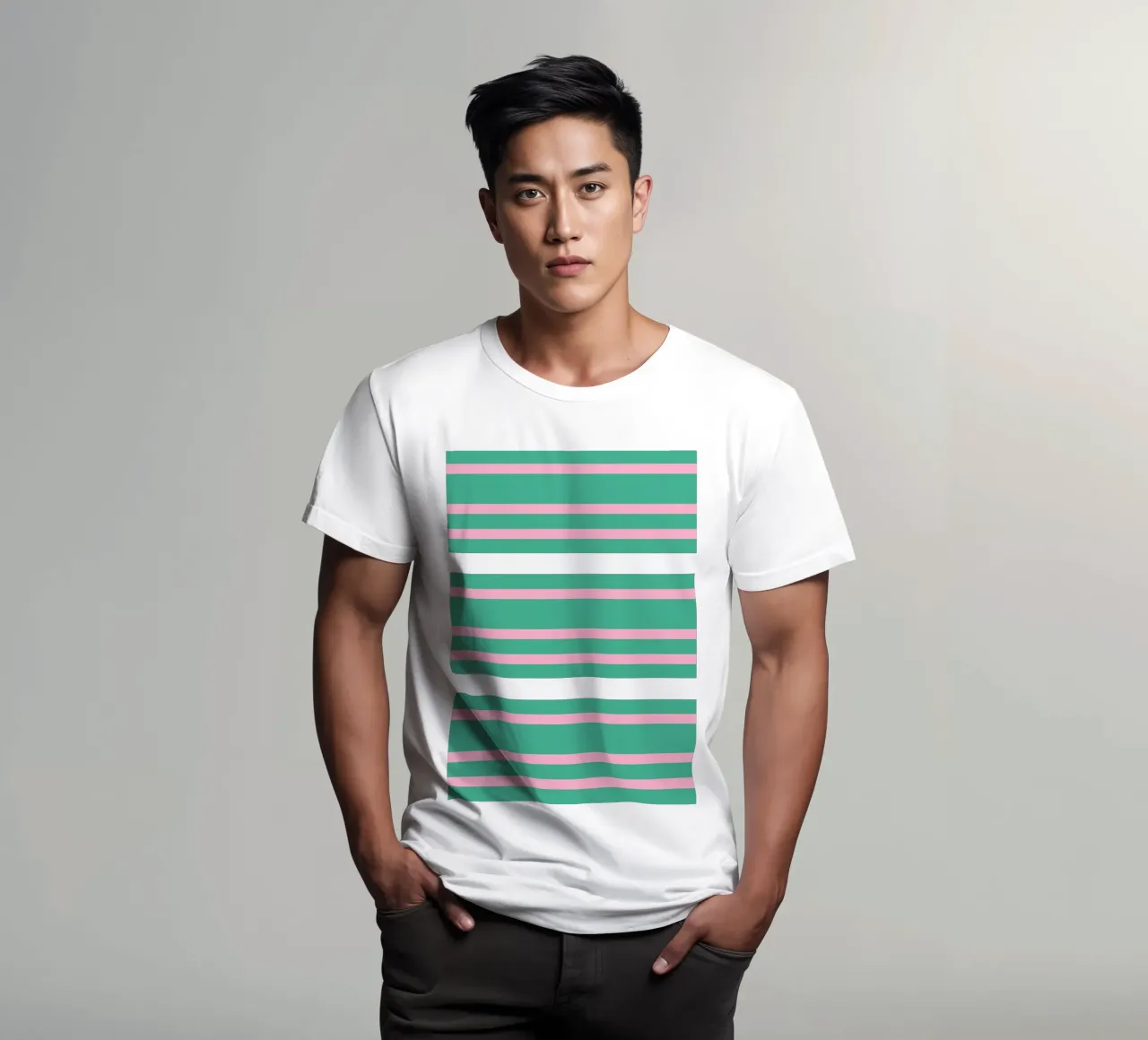 Divertente codice a barre a strisce verde e rosa t-shirt da SilverPegasus