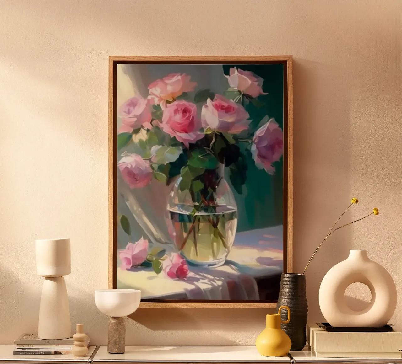 Monet - Vaso di fiori tela con Cornice a cassetta da Günstiger Laden