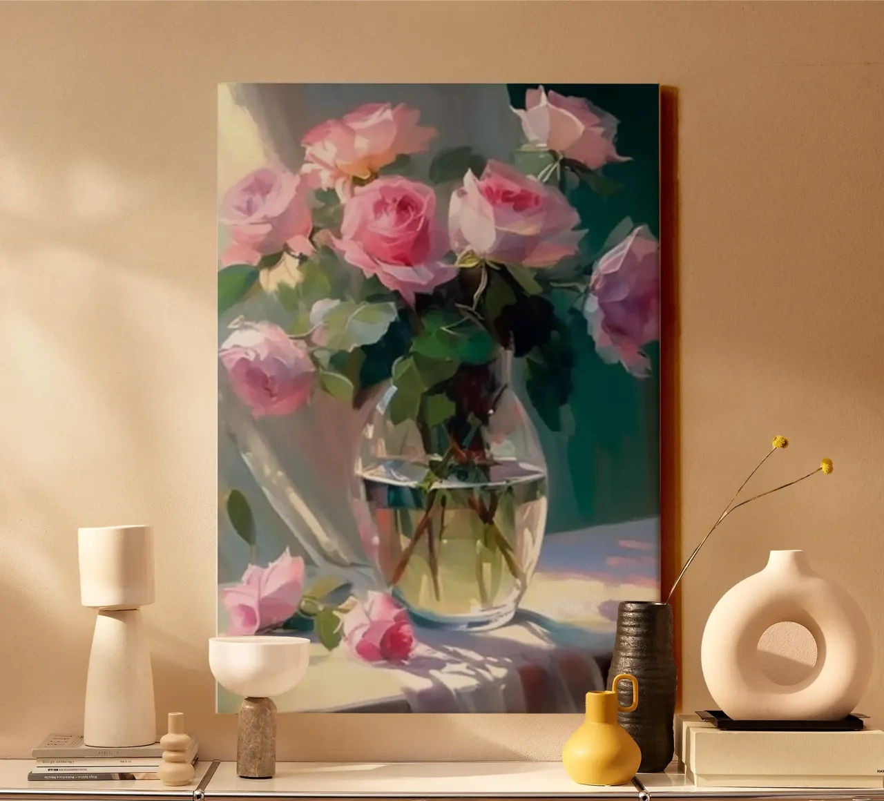 Monet - Vaso di fiori tela con Cornice a cassetta da Günstiger Laden