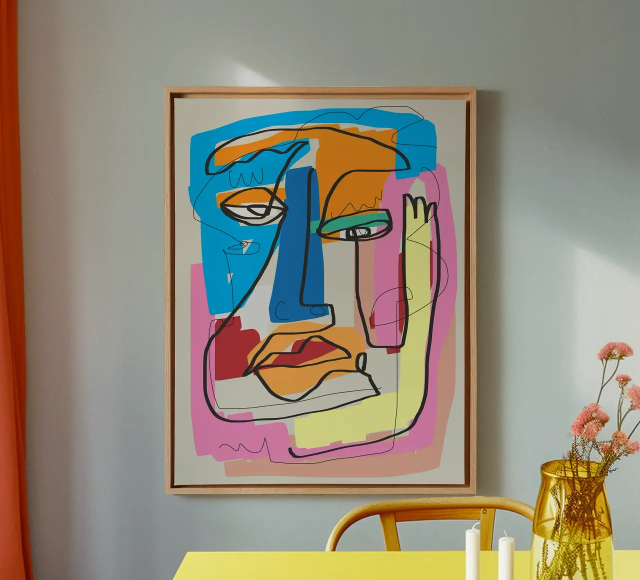 Abstract openhartig portret canvas met Baklijst van Little Dean