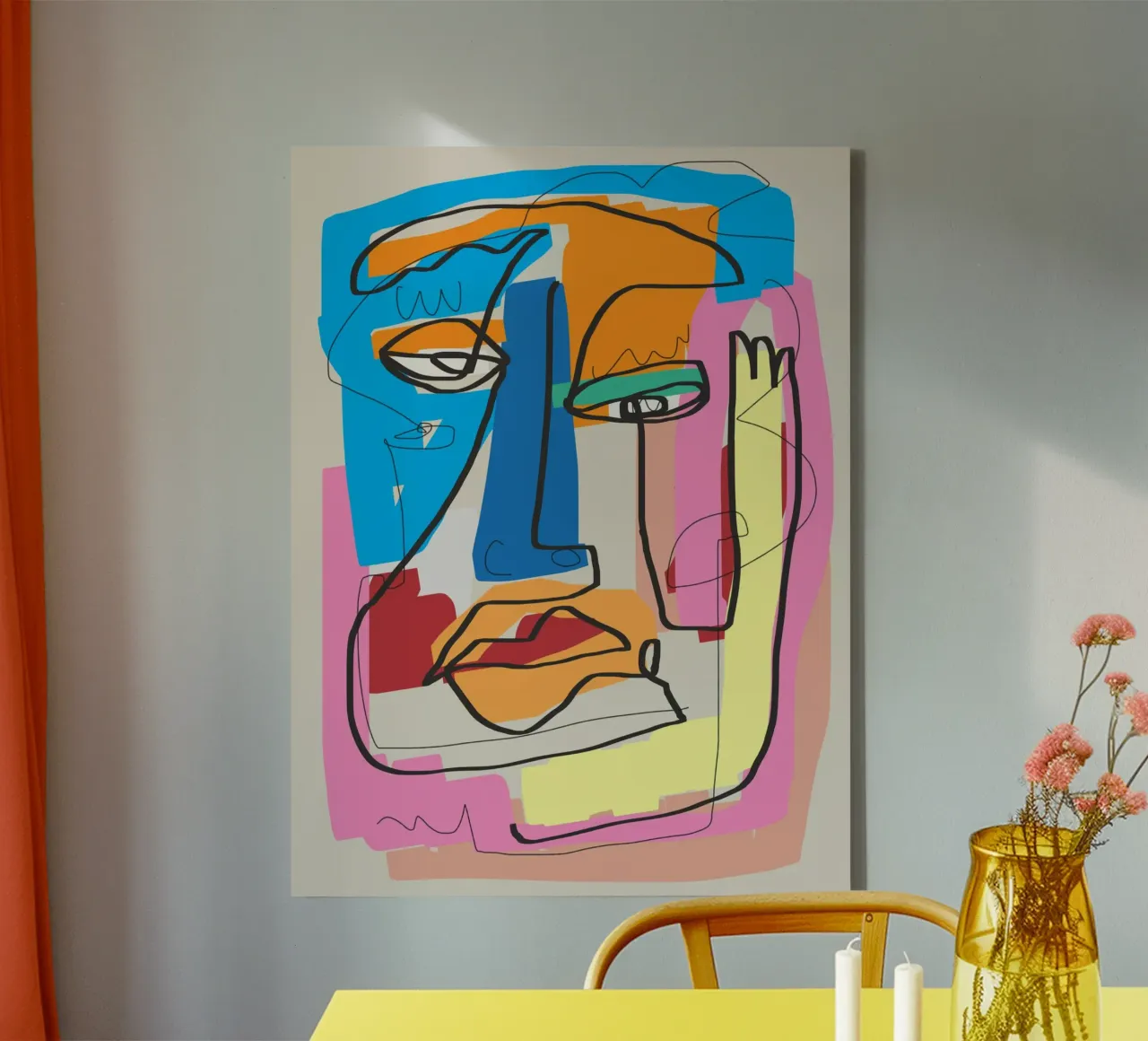 Abstract openhartig portret canvas met Baklijst van Little Dean