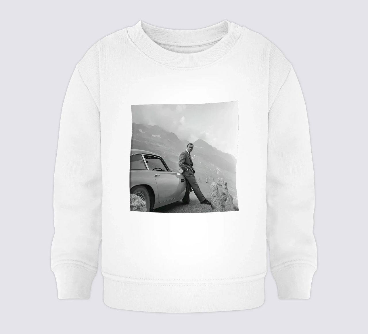 Sean Connery con l'Aston Martin DB5 1964 felpa neonato da maria Shop