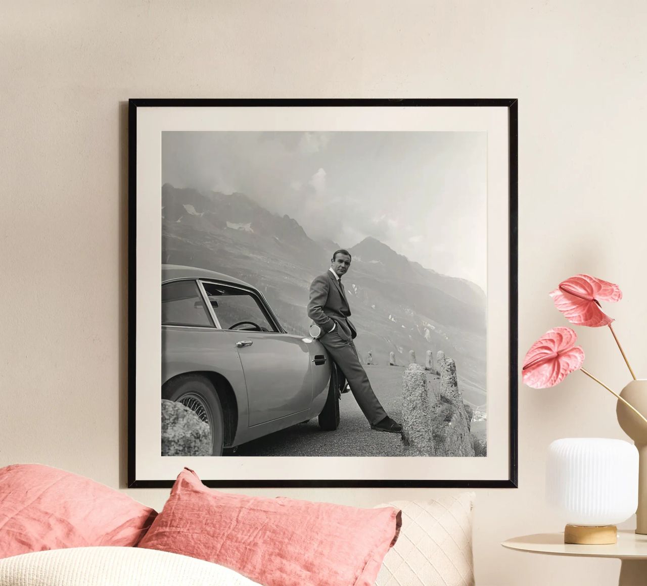 Sean Connery mit Aston Martin DB5 1964 Poster von maria Shop