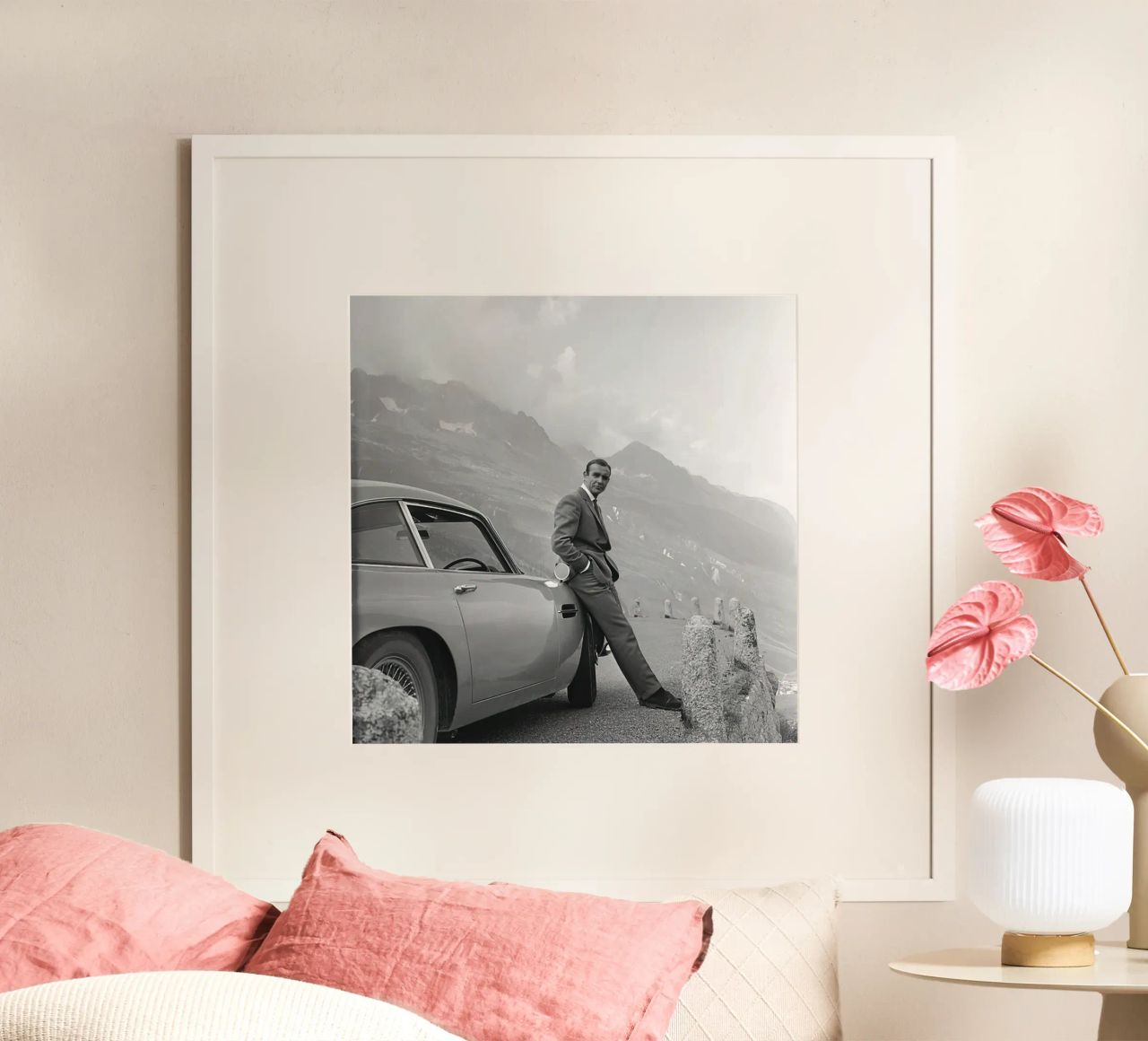 Sean Connery mit Aston Martin DB5 1964 Poster von maria Shop