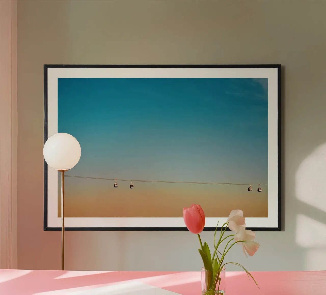 Cable Cars in Orange Sunset poster by KISSA STUDIO