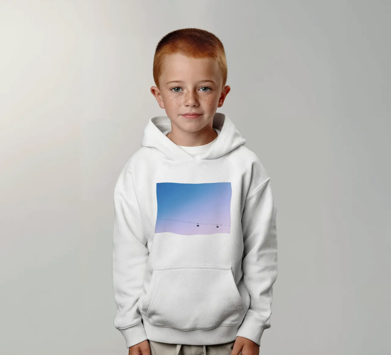 Funivie in rosa al tramonto felpa bambino con cappuccio da KISSA STUDIO