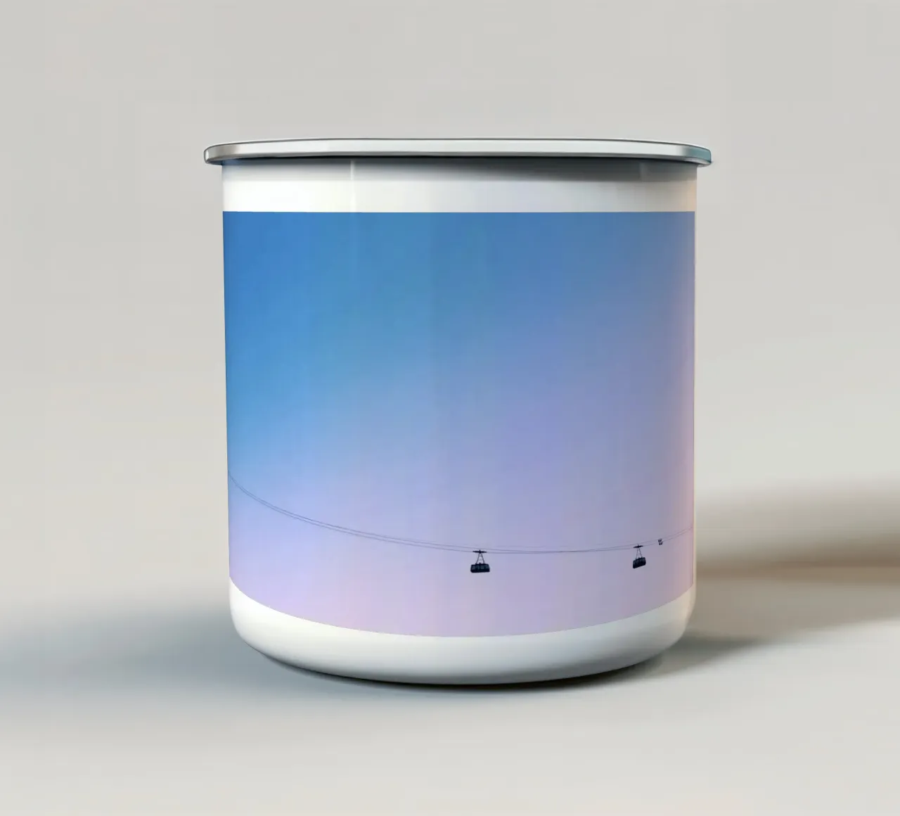 Funivie in rosa al tramonto tazza in smalto da KISSA STUDIO