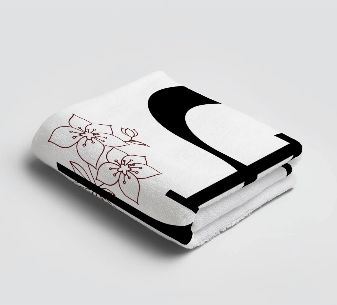 SN Monogramma con fiori - Nero - T-Shirt & Accessori asciugamano da bagno da nsbdesign