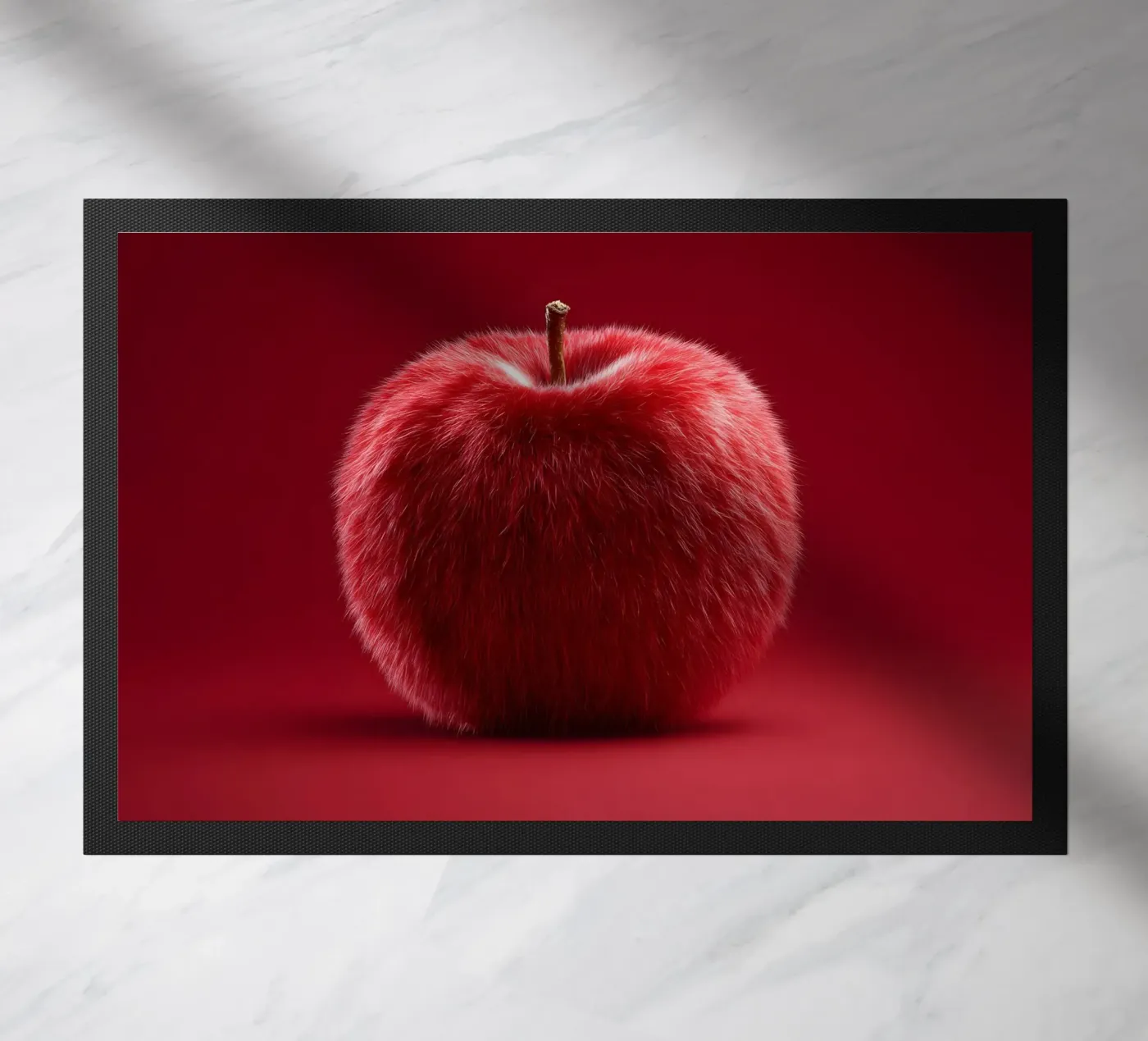 Red fluffy apple doormat by M-Ulrich-Digital Art